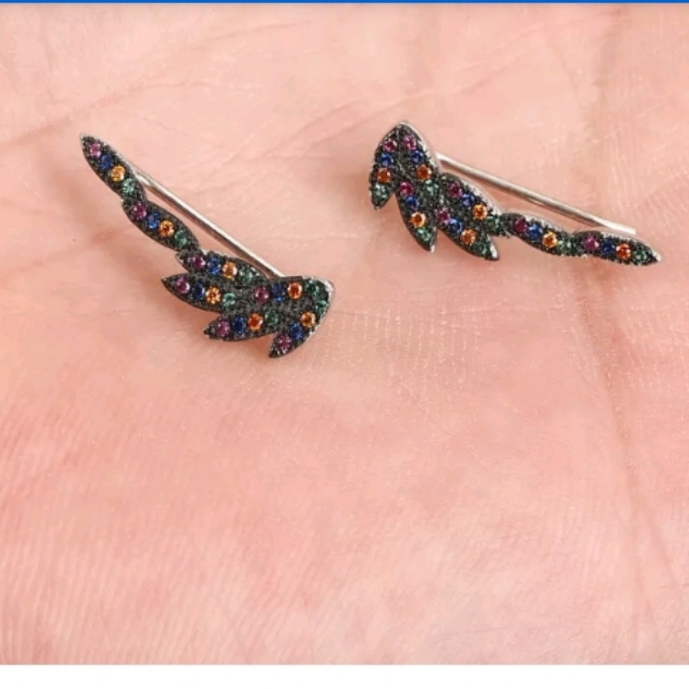 COPY - Sterling silver onyx & mixed gemstone earrings